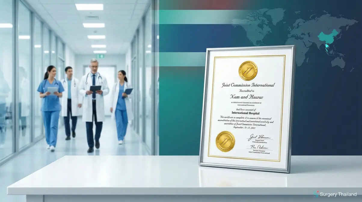 JCI accreditation certificate representing Thailand's gold standard medical quality and patient safety framework
